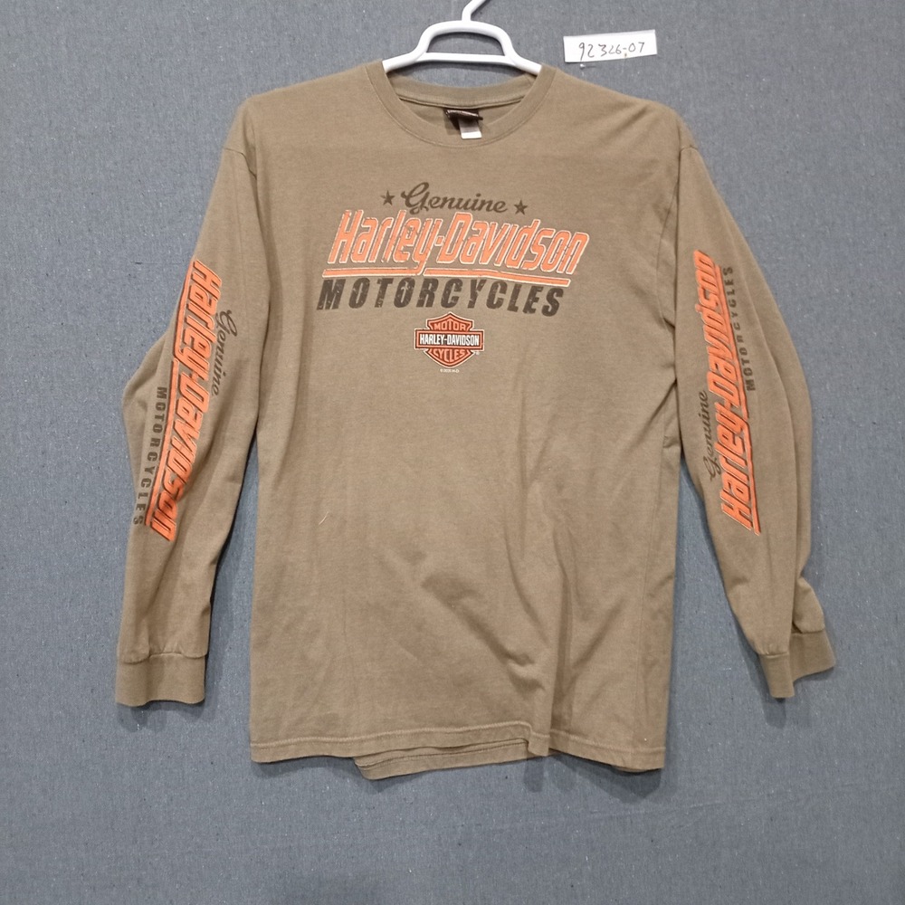 Harley-Davidson Mens Long Sleeve Graphic T-Shirt Tan Dothan Alabama Eagle L - Picture 3 of 9